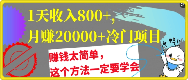 1天收入8张，月赚2w+冷门项目，赚钱太简单，这个方法一定要学会【干货】