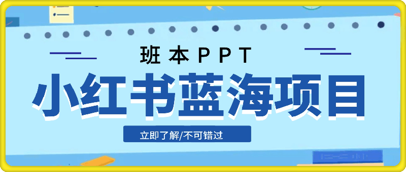 24年8月小红书蓝海项目-班本PPT