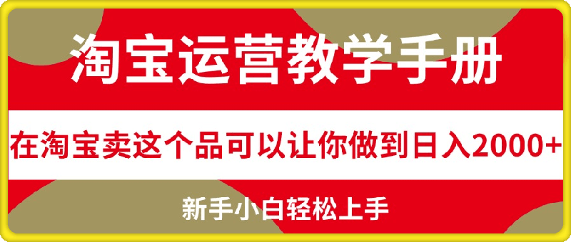 淘宝运营教学手册，在淘宝卖这个品可以让你做到日入2000+