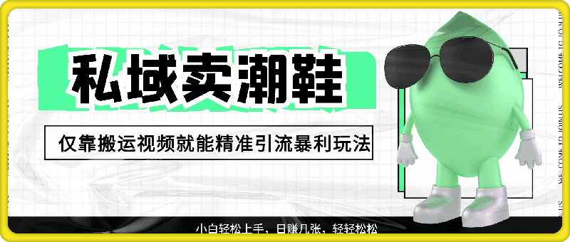 私域卖潮鞋暴利玩法，小白轻松上手，日赚几张，轻轻松松，仅靠搬运视频就能精准引流