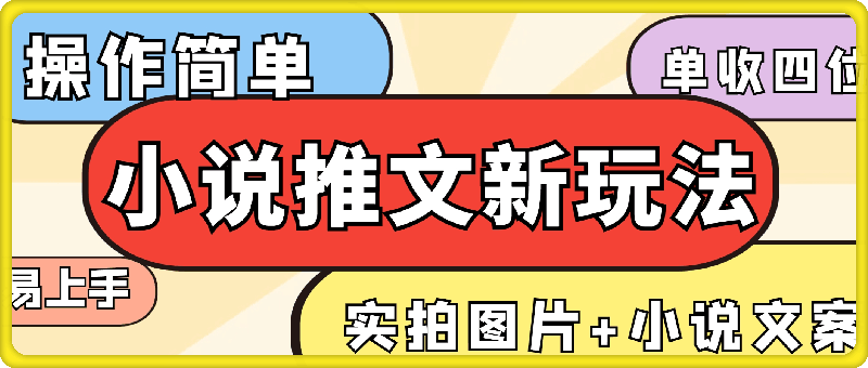 小说推文新玩法，实拍图片+小说文案，操作简单易上手，单条视频收益四位数