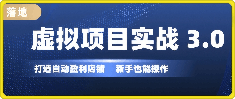 虚拟项目实战3.0，打造自动盈利店铺，可长期操作投入低，新手也能操作