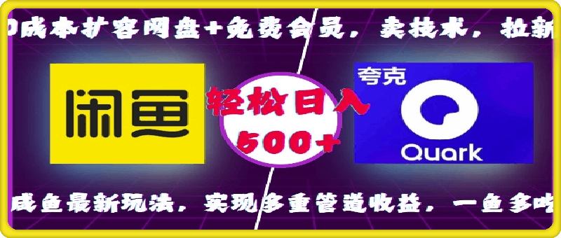 0成本扩容网盘+免费会员，卖技术，拉新，咸鱼最新玩法，实现多重管道收益，一鱼多吃，轻松日入500+
